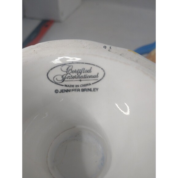 Jennifer Brinley Bistro Coffe Mug Cup Certified International Pedestal Set Of 3 - Picture 8 of 16